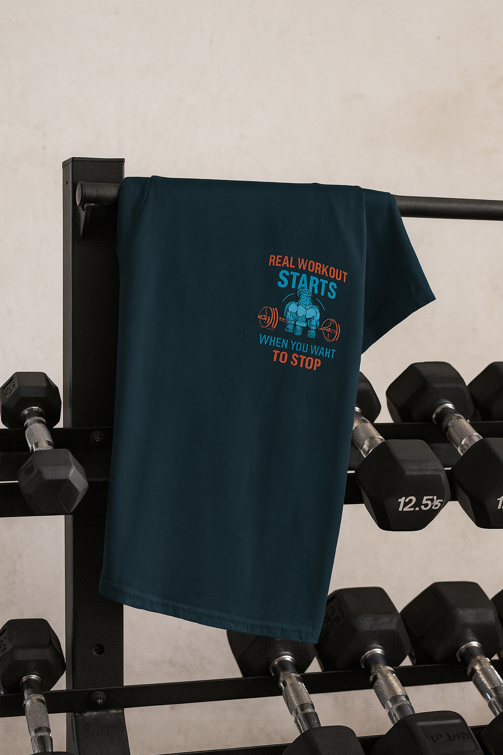 Real WorkOut Unisex Classic Crew T-Shirt PetrolBlue