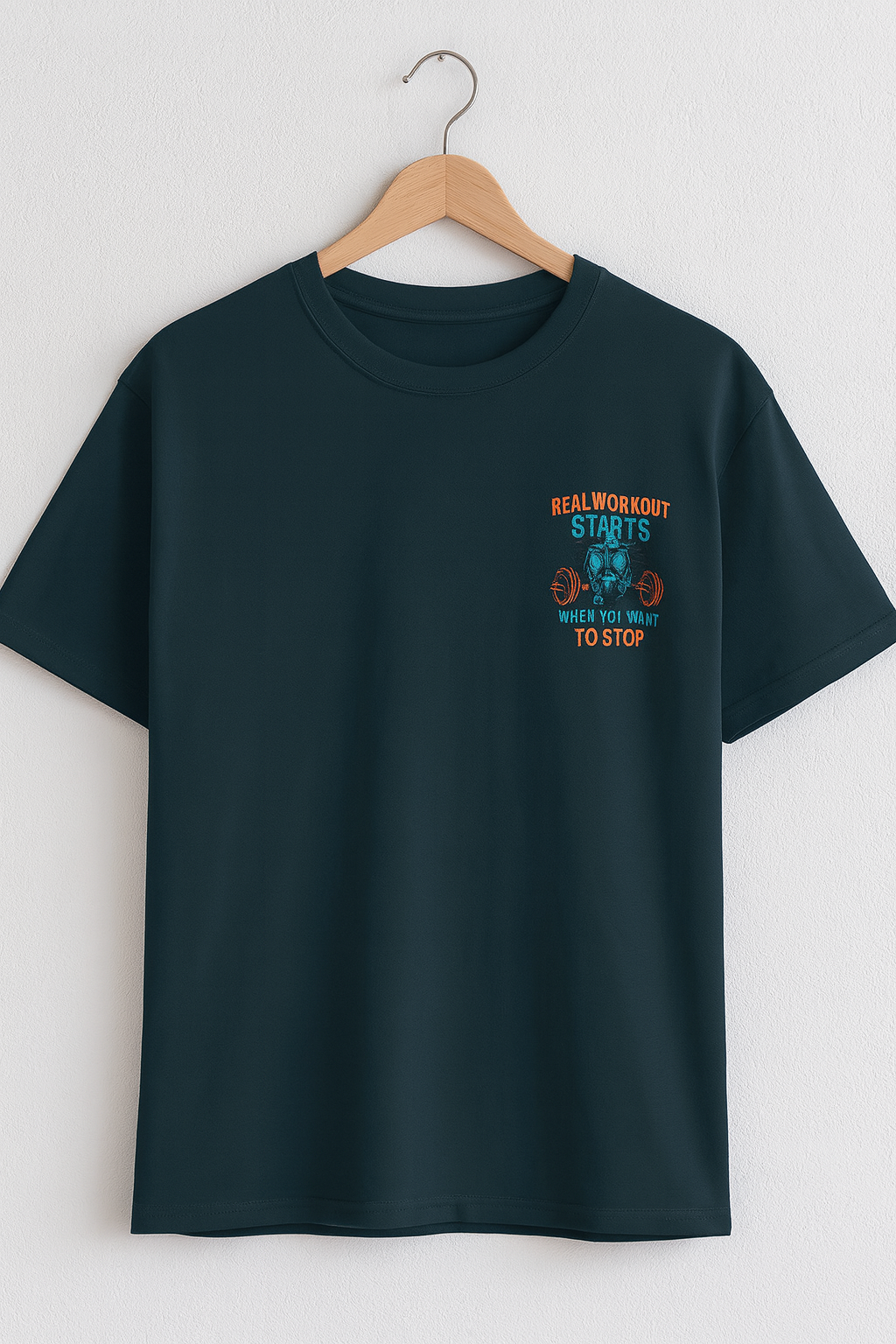 Real WorkOut Unisex Classic Crew T-Shirt PetrolBlue