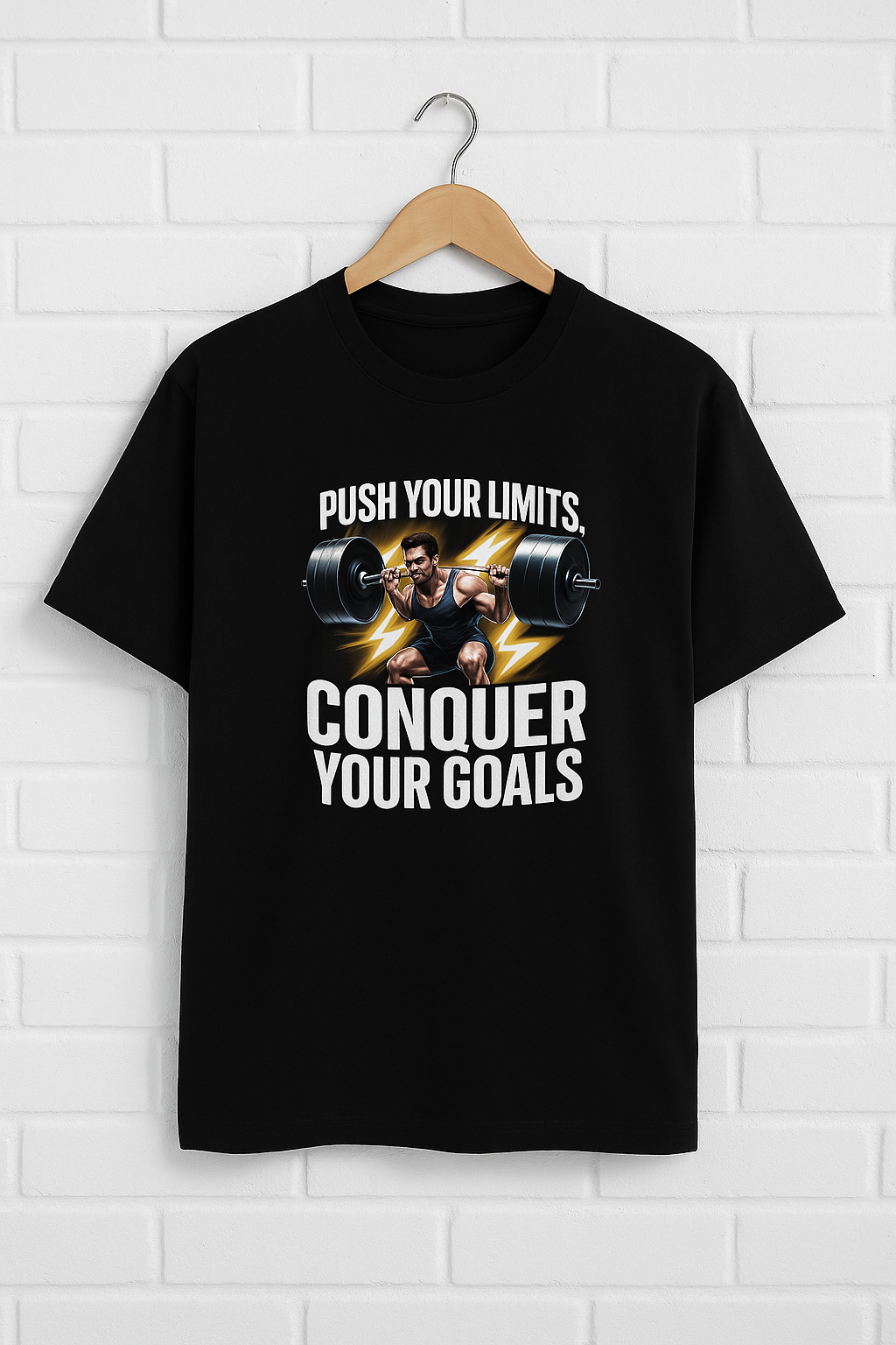 Push your limit Unisex Classic Crew T-Shirt Black