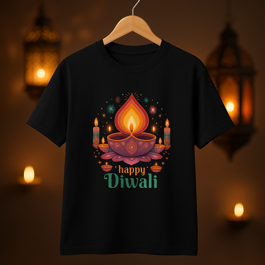 Happy Diwali Unisex Classic Crew T-Shirt Black