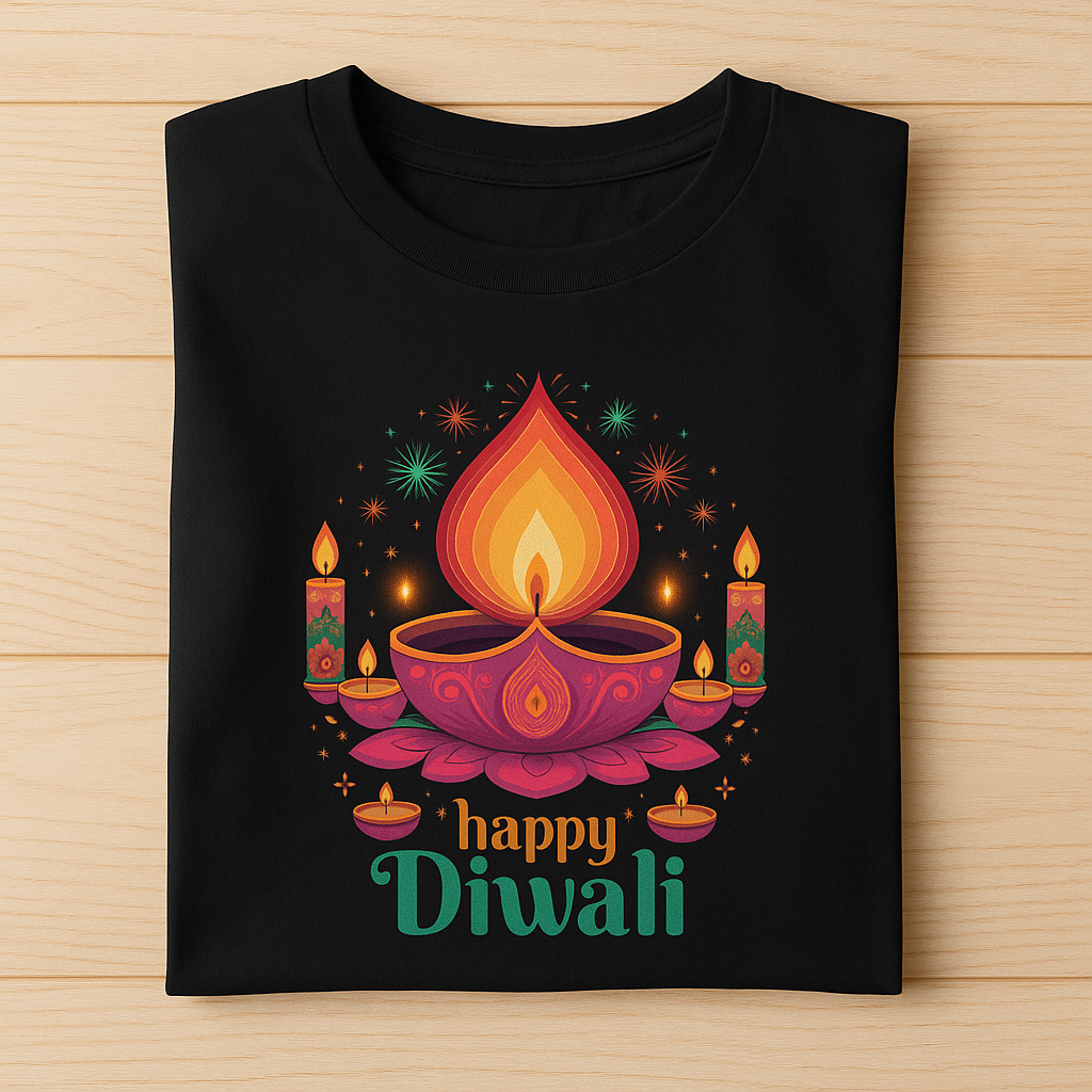 Happy Diwali Unisex Classic Crew T-Shirt Black