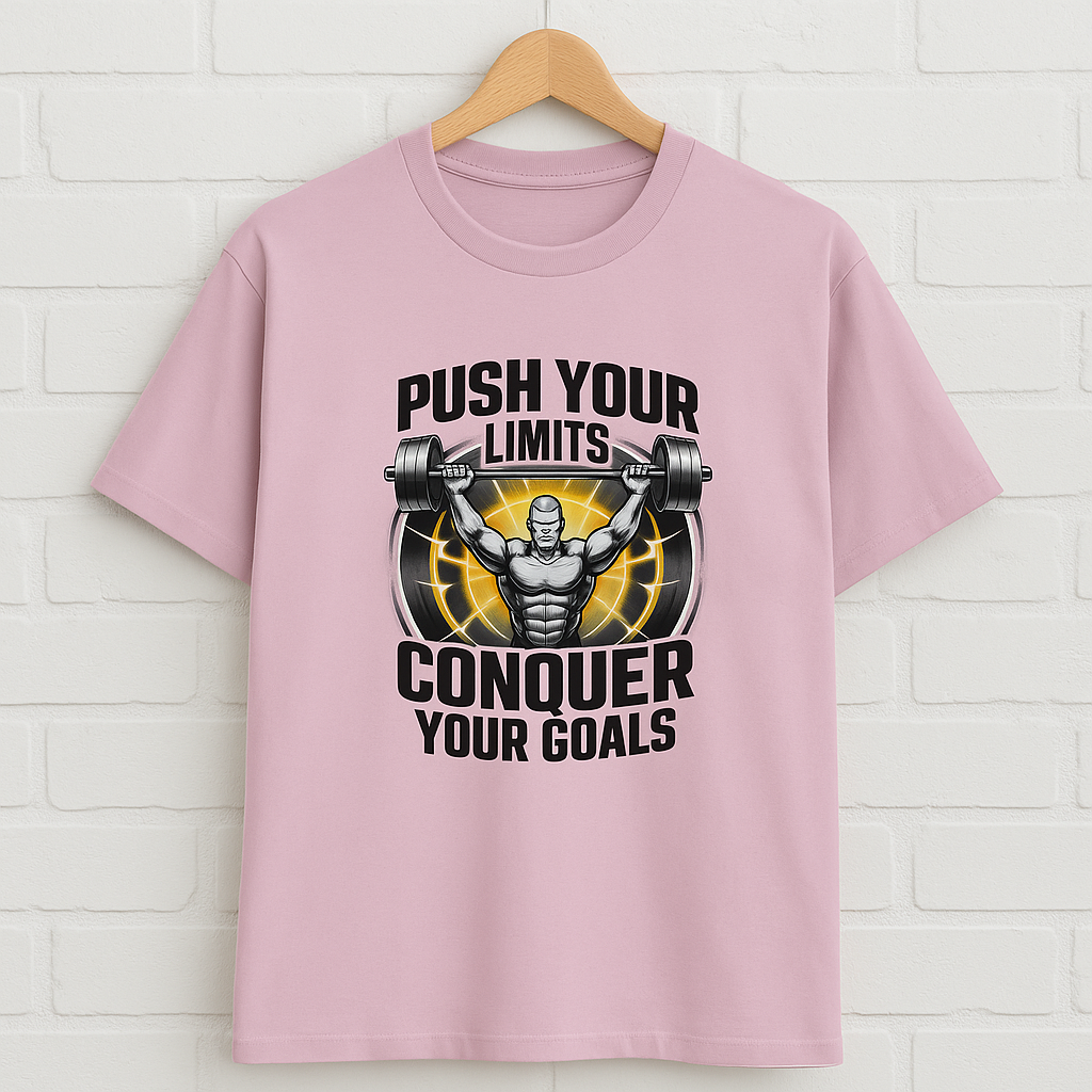 Push Your Limit Unisex Classic Crew T-Shirt Light Baby Pink