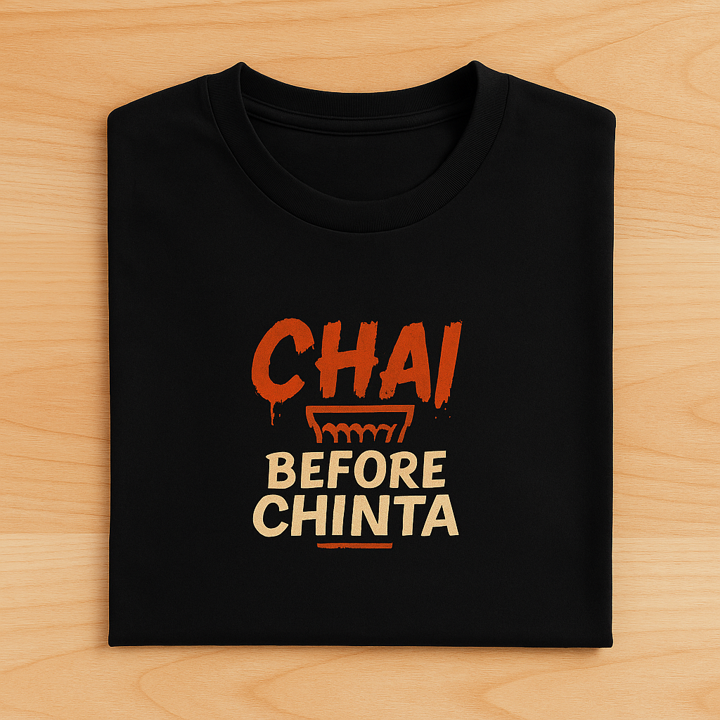 Chai before Chinta Unisex Classic Crew T-Shirt Black
